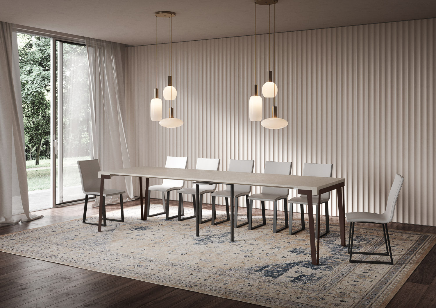 Consolle Allungabile 90-300x40x77 cm Rio Cashmere Telaio Ruggine