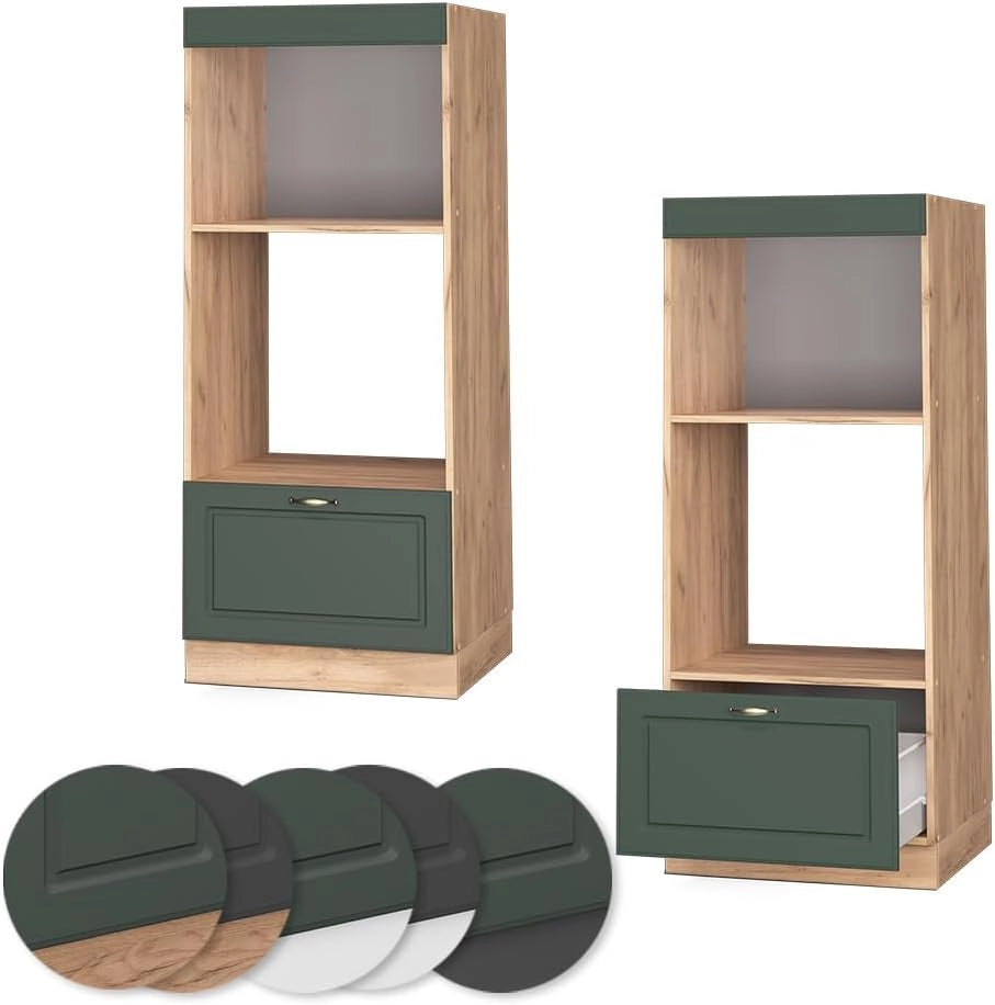 Mobile cucina microonde Fame-Line, Verde-oro Country House, 60 cm aperto, per la combinazione con altri moduli della serie Fame-Line