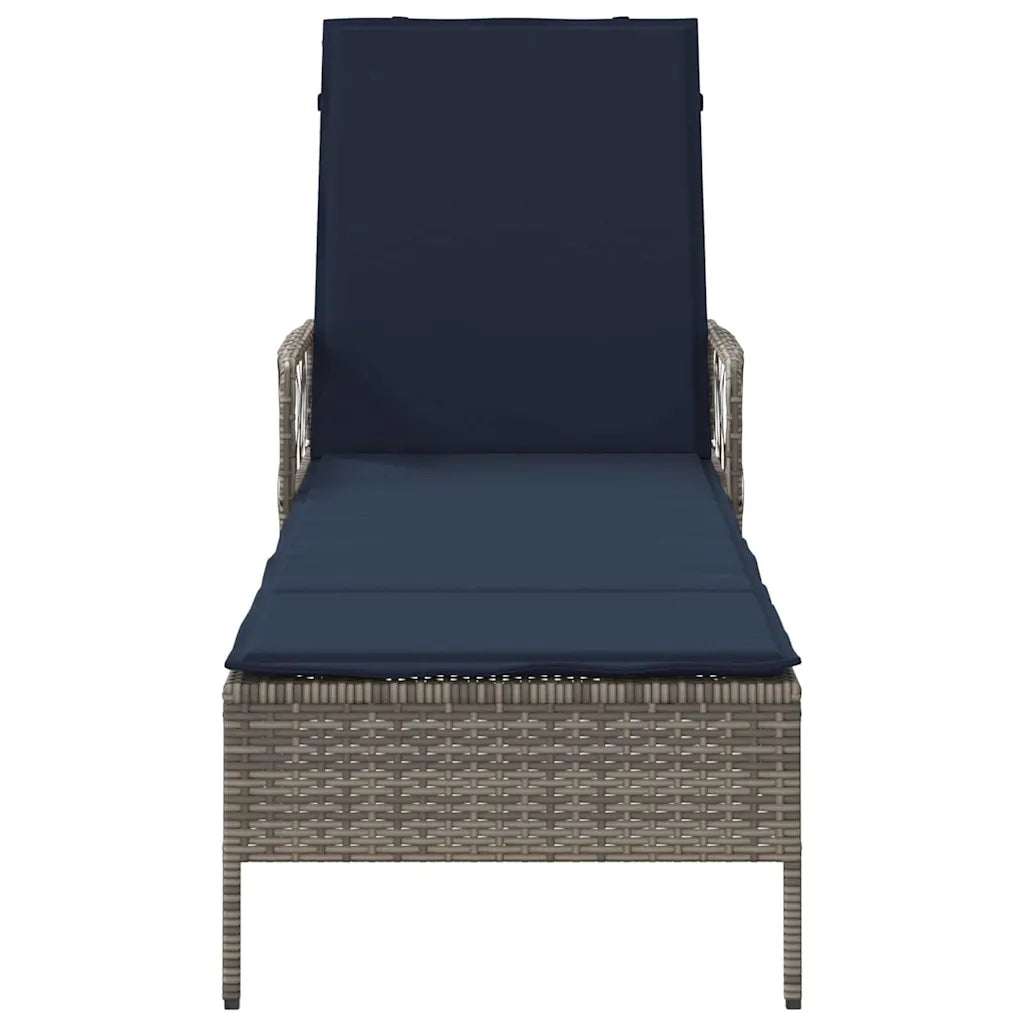 Lettino da sole Grigio e Blu Navy 200 x 55 x 92 cm polyrattan 365431