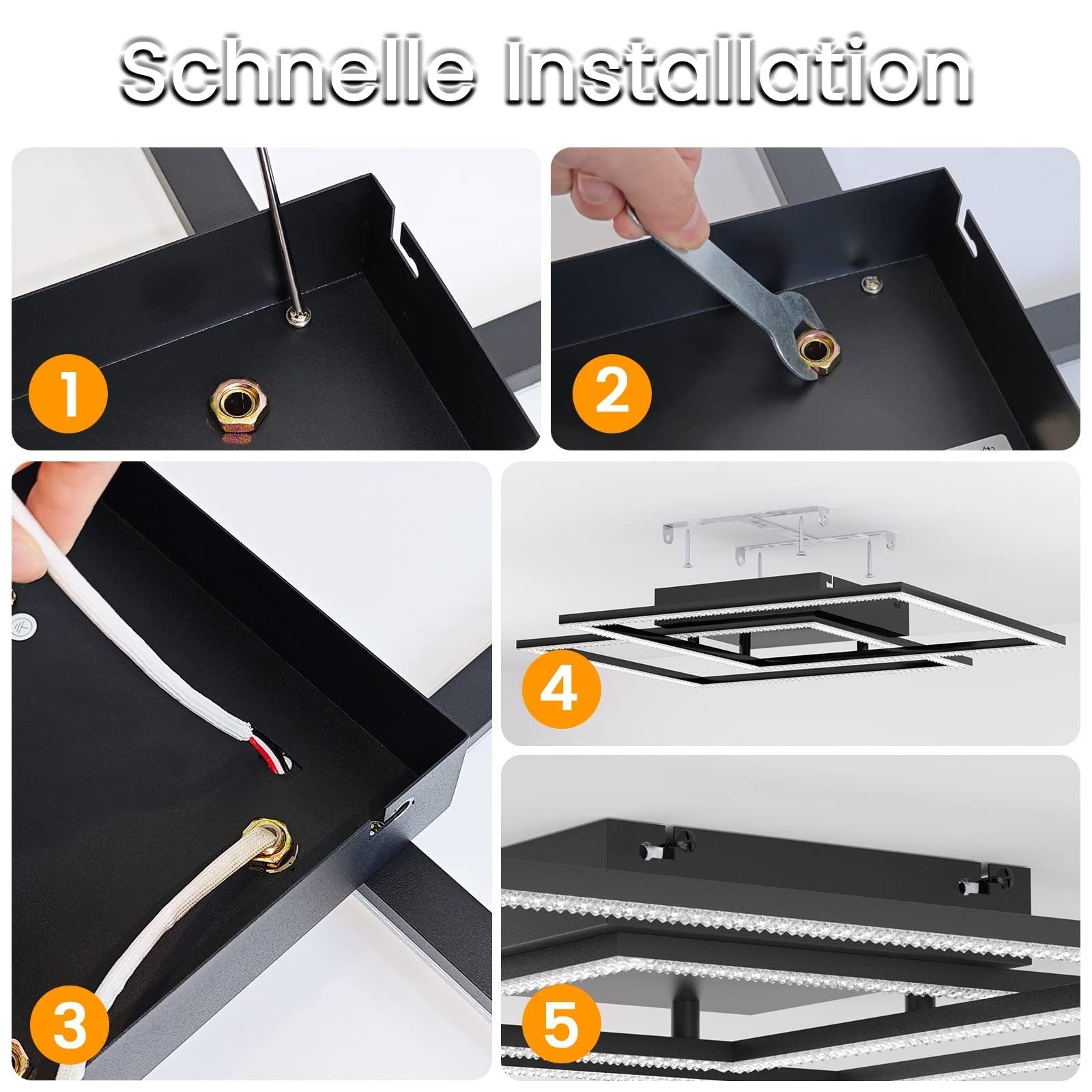 ZMH Lampada da soffitto moderna a LED in cristallo quadrato 2 luci dimmerabili con telecomando 52 W