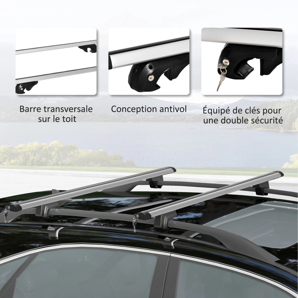 Portabagagli per Auto ¨C Zephmum ¨C 135 cm, Alluminio, Argento