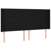 Testiera | Testata ad Orecchio Nera 203x16x118/128 cm in Tessuto