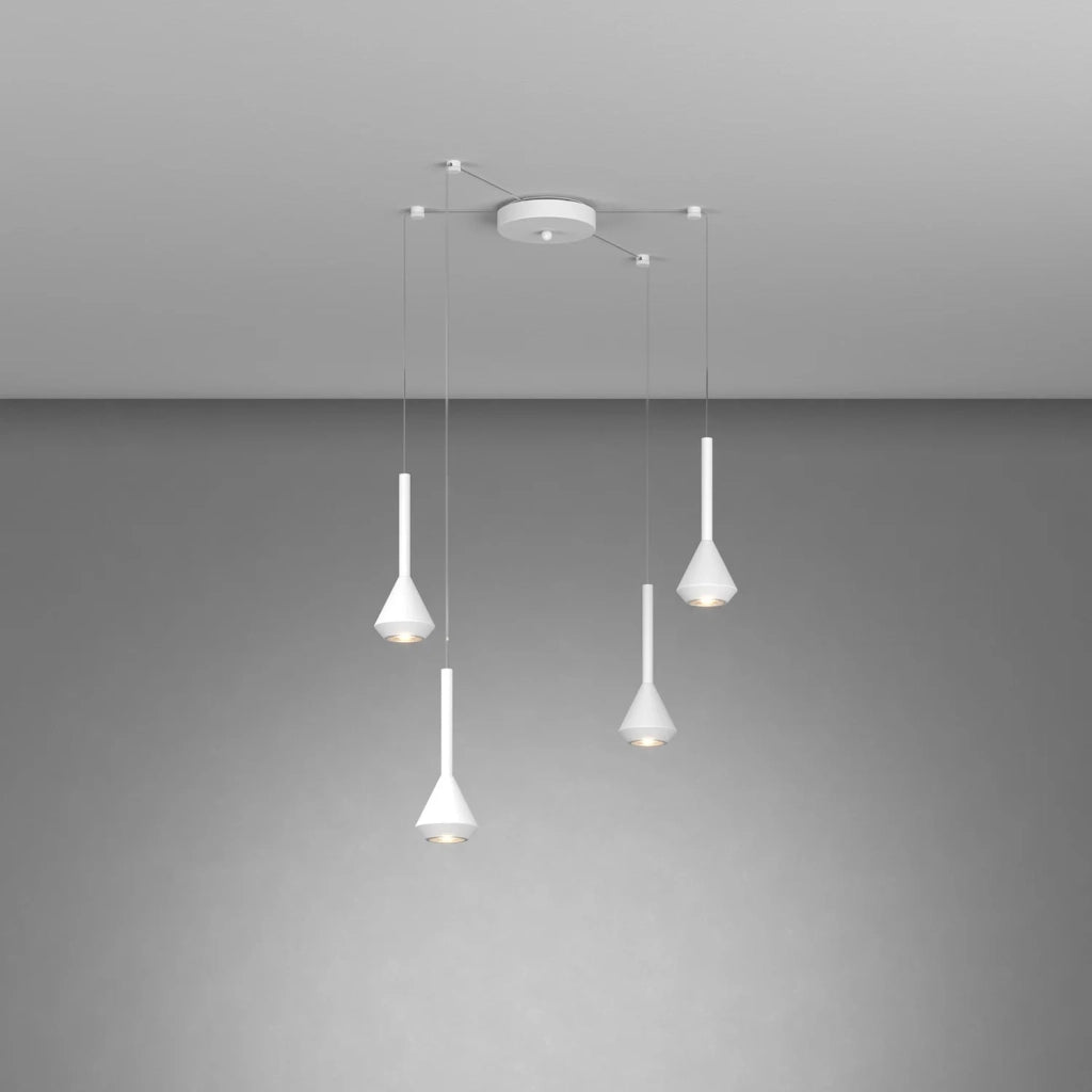 Lampadario Moderno Aygo Metallo Bianco 4 Luci Gu10