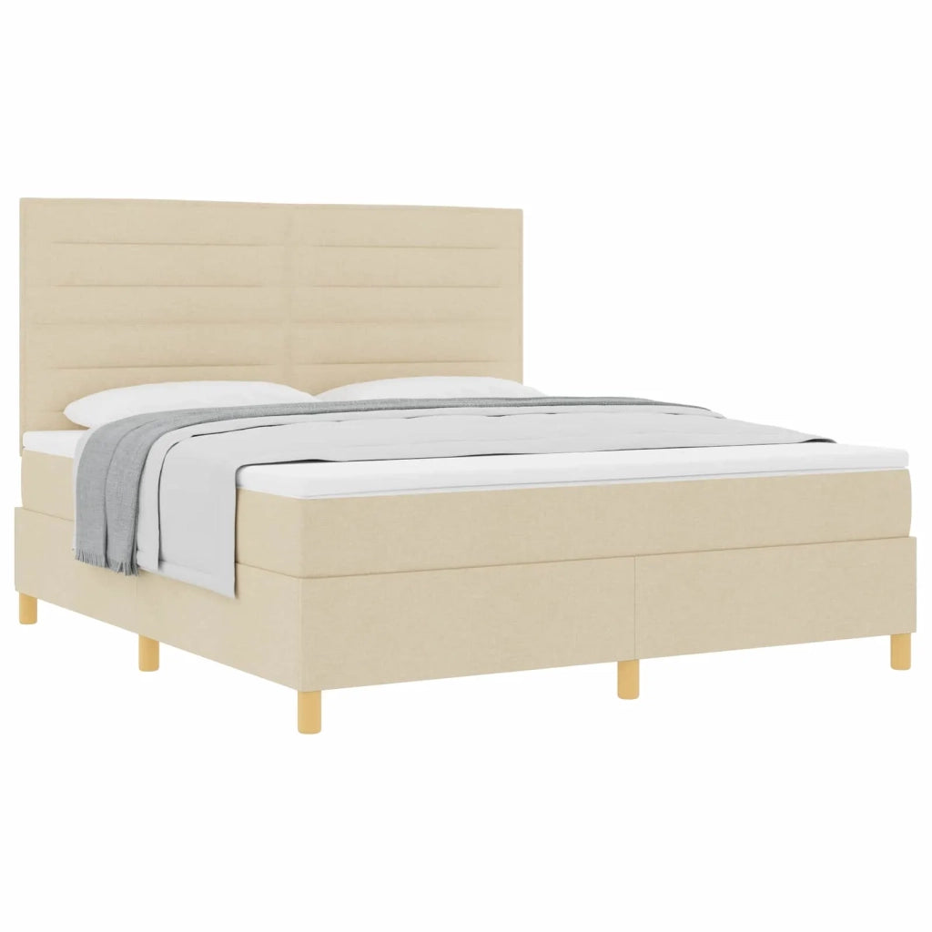 Letto a molle con materasso Crema 180 x 200 cm Tessuto 3339565
