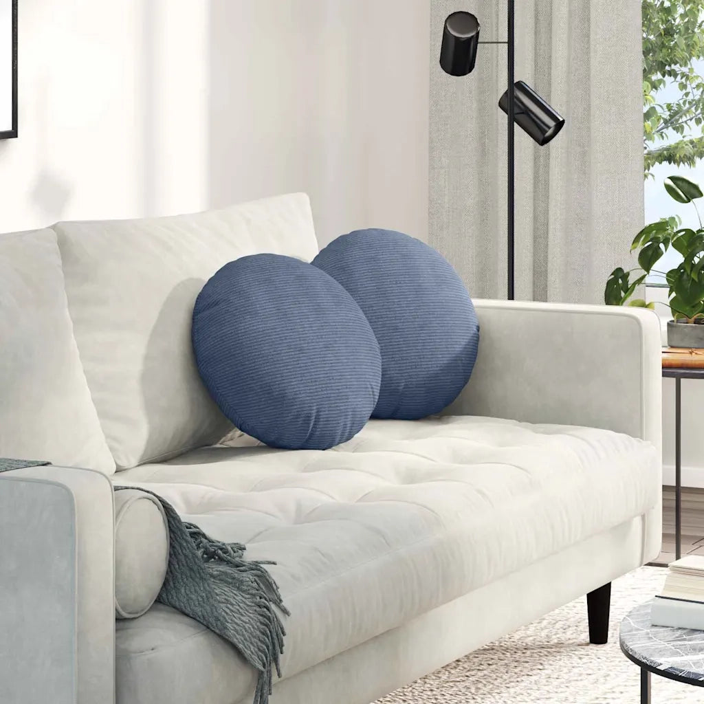 Cuscini per Seduta 2 pcs Blu Ø 40 cm Tessuto in Cords