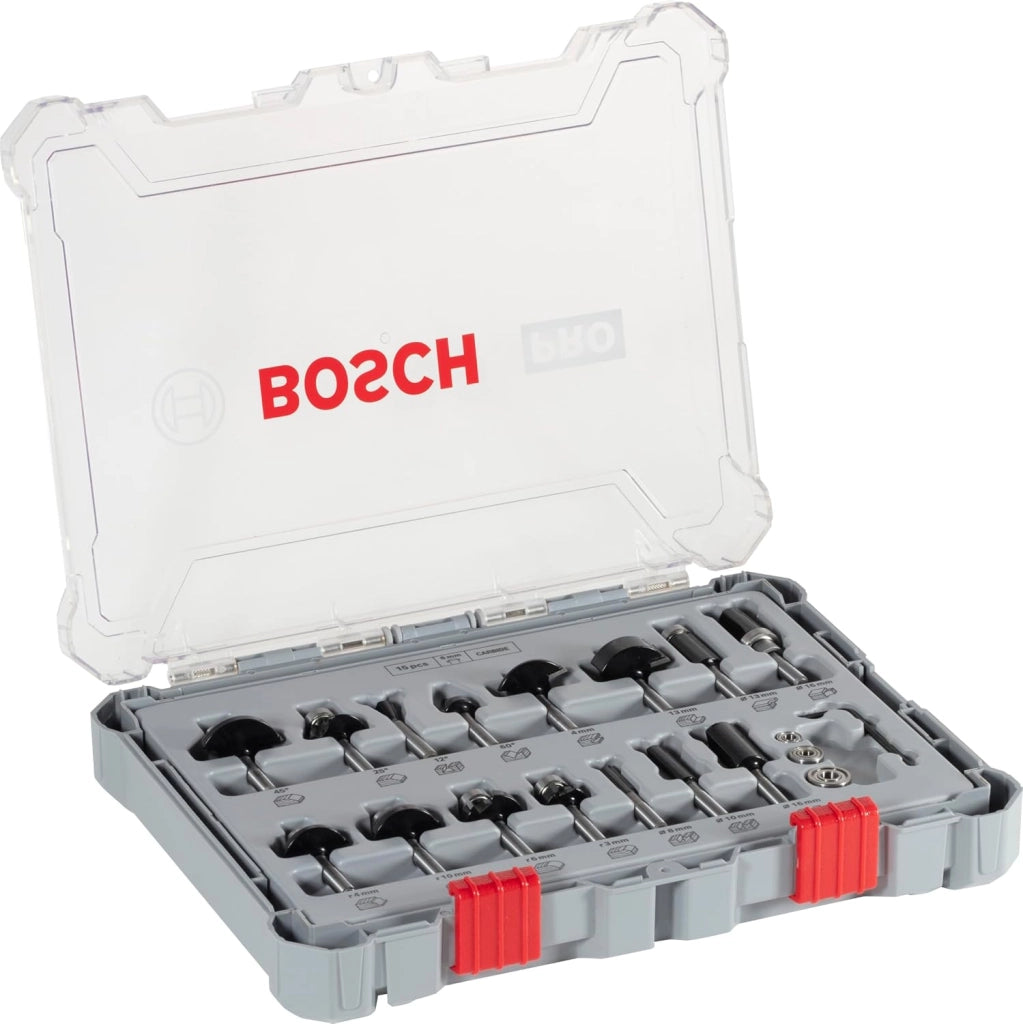 Bosch 30x Set misto frese PRO, 30 pz (per Legno tenero, Legno duro, Ø 4-35 mm, Professional Accessorio Fresatrice portatile, Rifilatore)