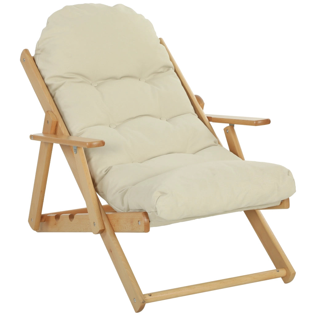 Poltrona Relax Pieghevole e Reclinabile in Legno con Cuscino ¨C zephmum ¨C Grigio
