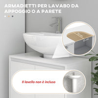 Mobile Sottolavello da Bagno 60x30x60cm 2 Ante Decorate Bianco