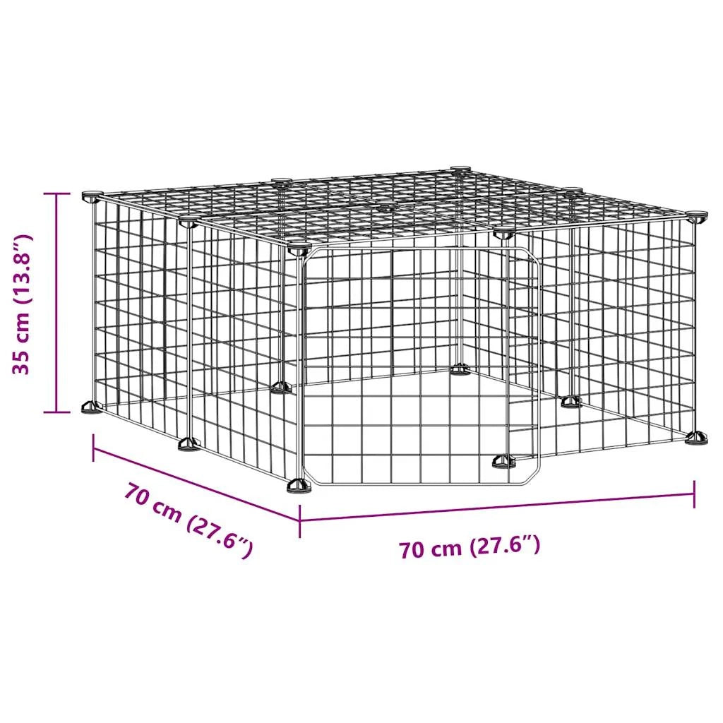 Gabbia per animali domestici a 12 pannelli con porta 35 x 35 cm nera 02_0041558