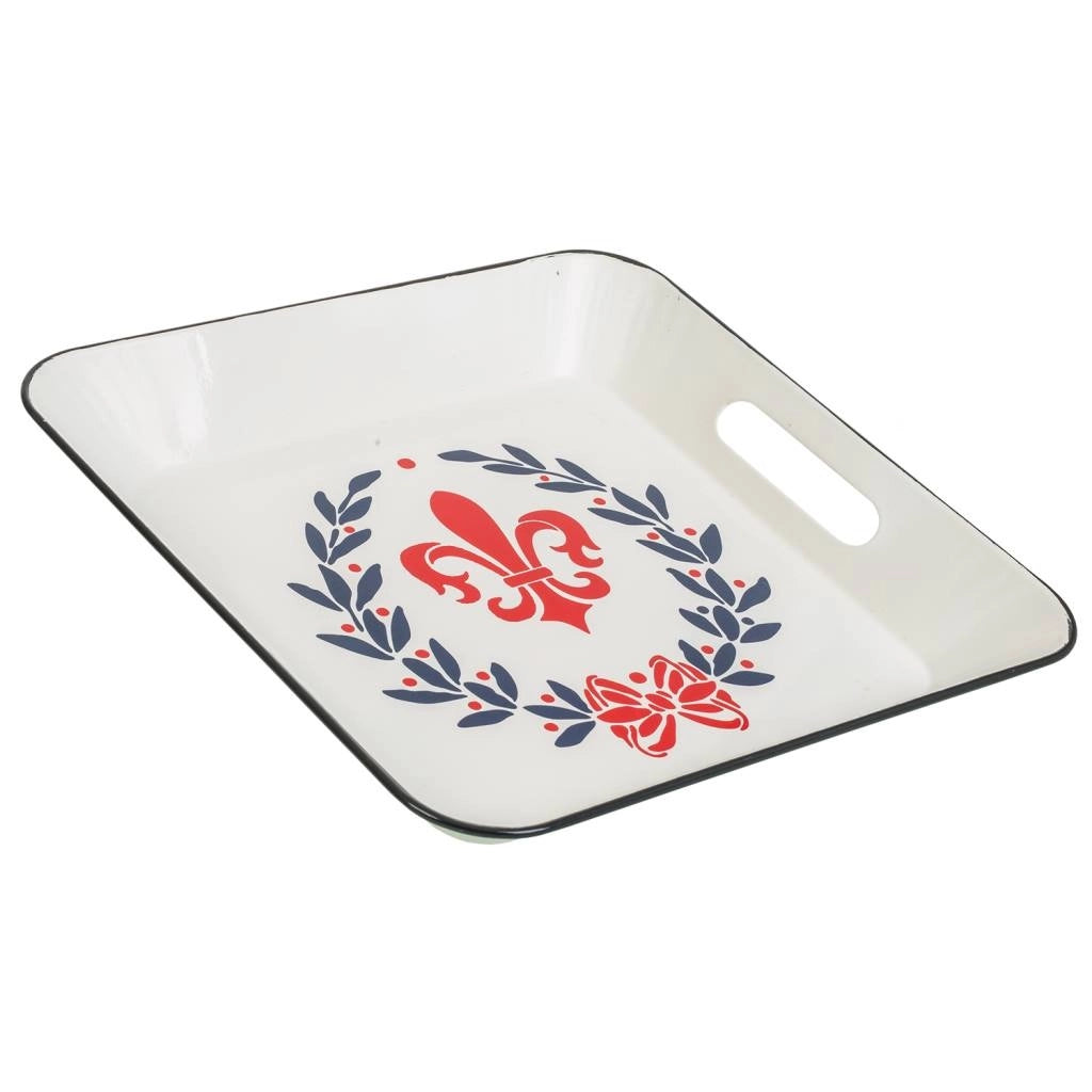 Vassoio in metallo bianco 28,5x28,5x4h
