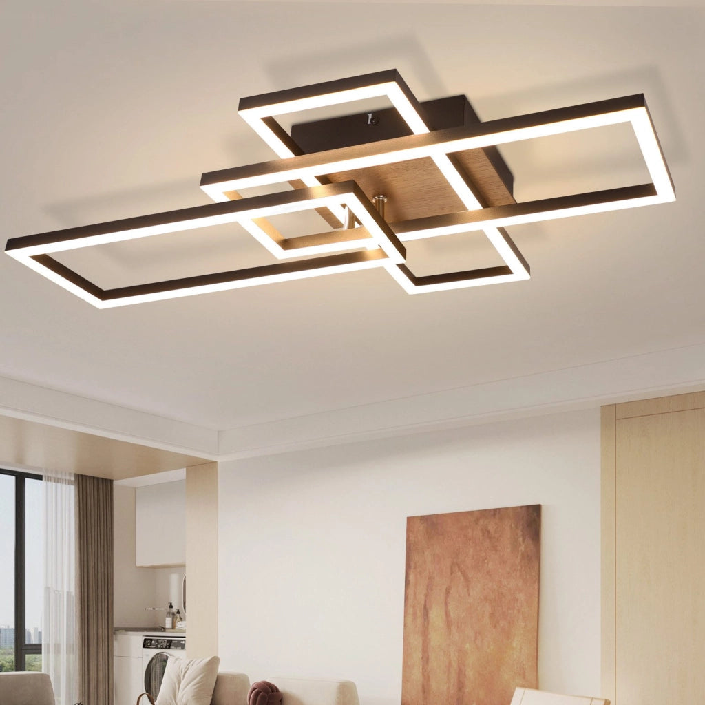 ZMH Lampada da Soffitto LED 3000K Nera Moderna Design 32W Luce Calda per Corridoio Camera da Letto Ufficio