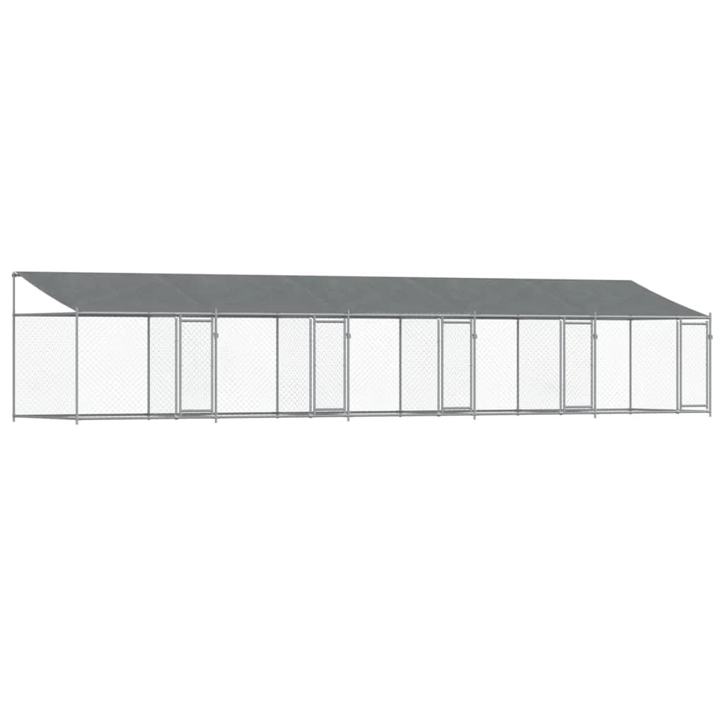 Trasportino per cani con tetto/porte 10 x 2 x 2 m acciaio zincato grigio 02_0041637