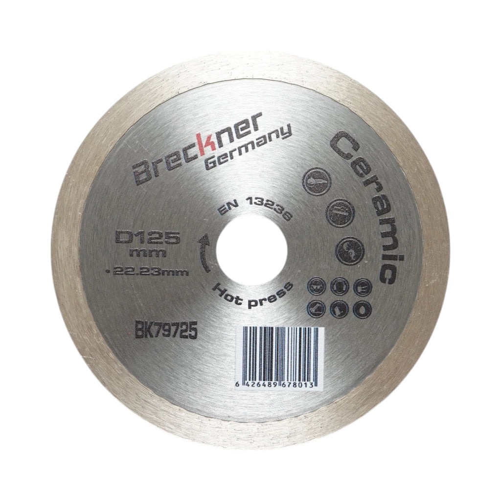Disco diamantato continuo 125x22,23mm, segmento 8mm per piastrelle, piastrelle per pavimenti Breckner Germany