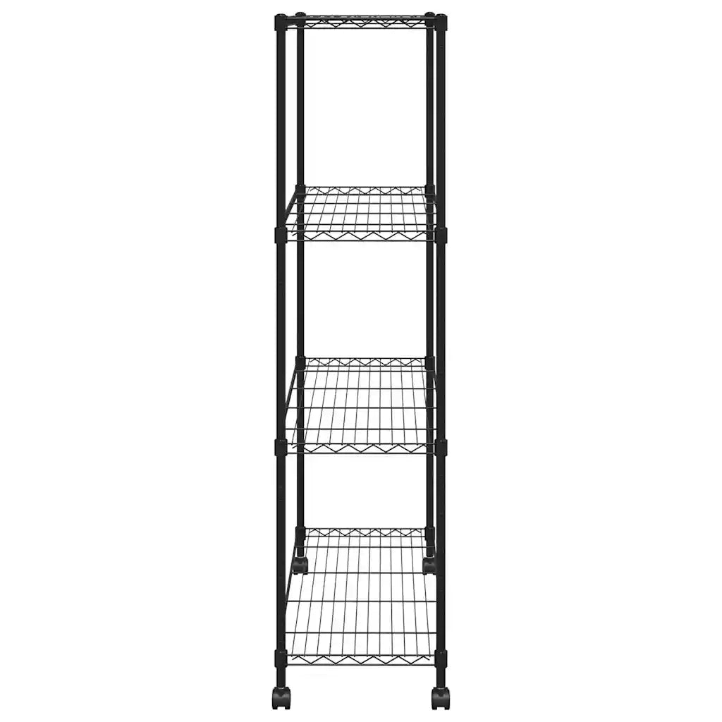 Scaffale a 4 Livelli con Ruote 90x35x142 cm Nero 200 kg CFW4720061