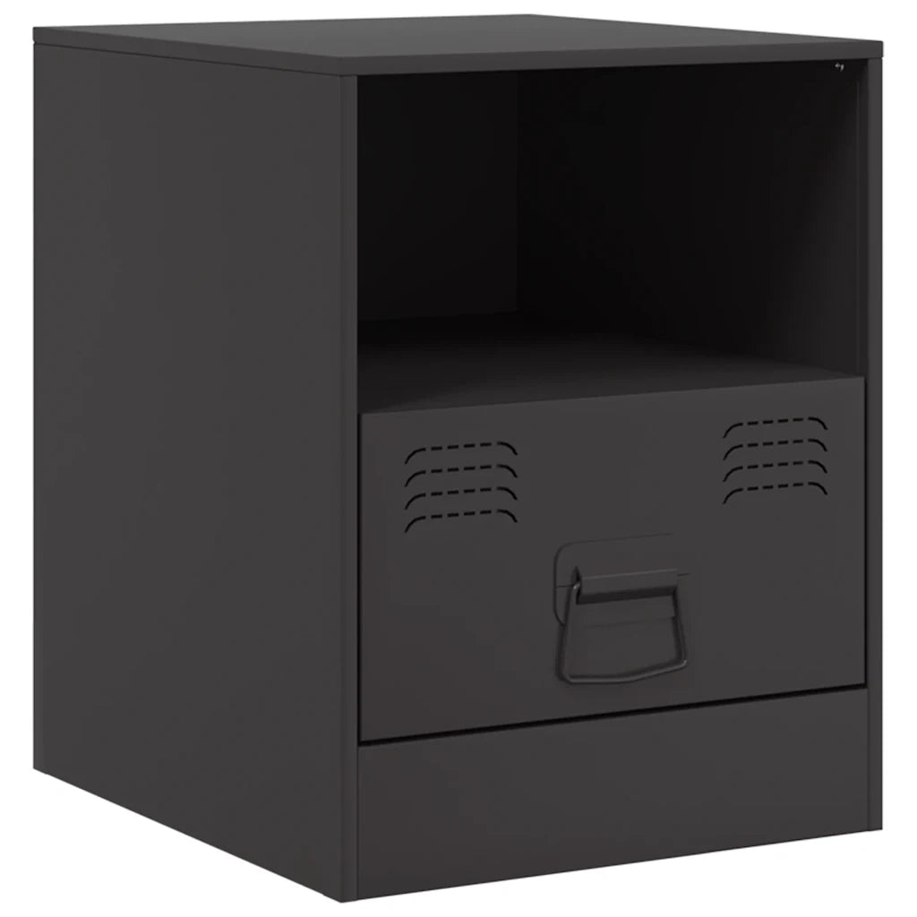 Comodini 2 pz-Set di 2 Tavolino da notte Neri 34,5x39x44 cm in Acciaio 151214