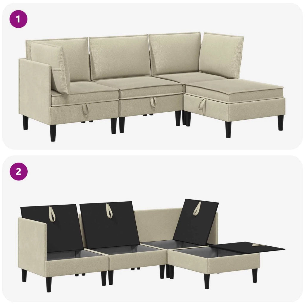 Set di mobili per il soggiorno 4 pcs Sabbia Tessuto