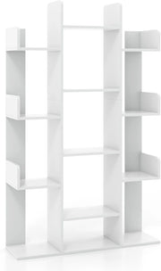 Libreria, scaffale aperto con 13 scomparti, per soggiorno, studio e ufficio, 86 x 24,5 x 141 cm, colore: bianco
