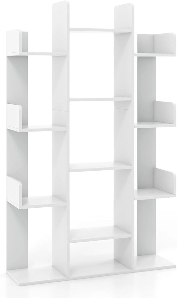 Libreria, scaffale aperto con 13 scomparti, per soggiorno, studio e ufficio, 86 x 24,5 x 141 cm, colore: bianco