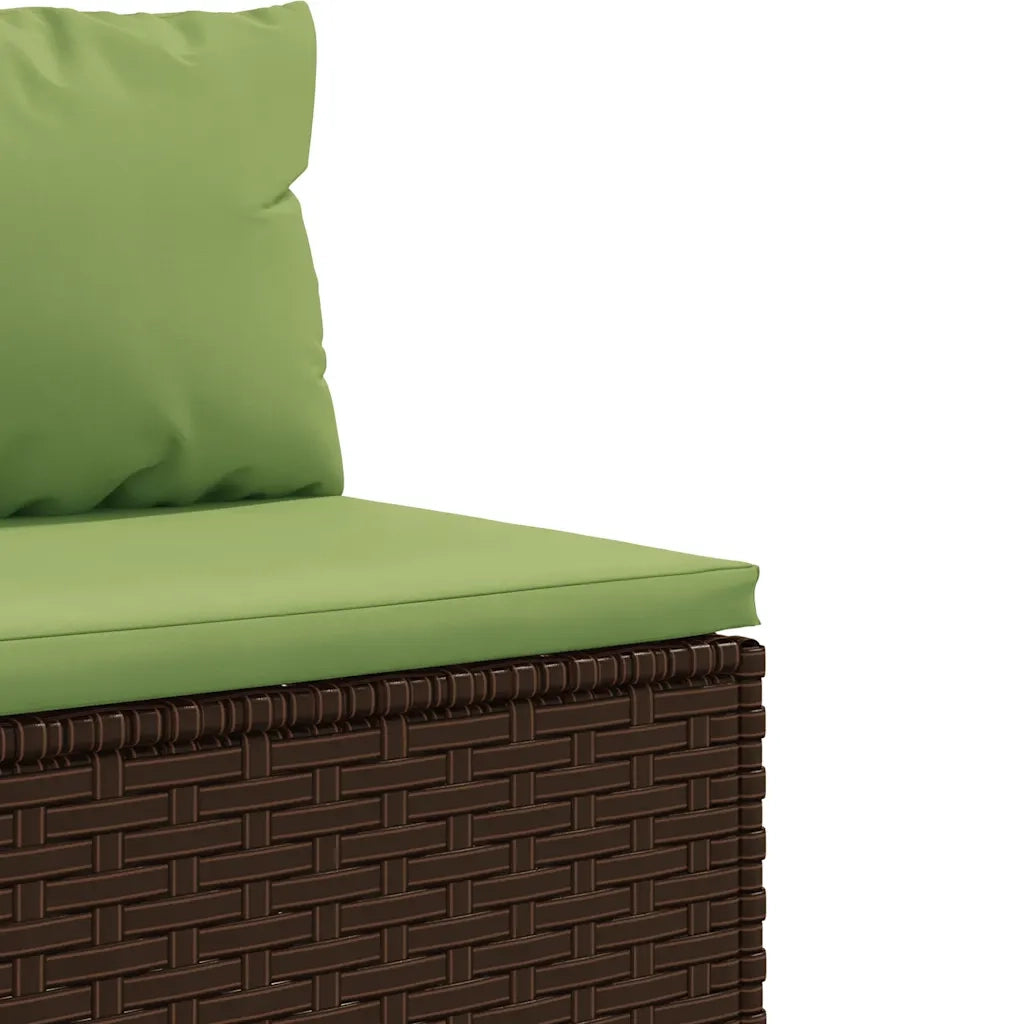 Set Mobili da Giardino 6pz con Cuscini in Polyrattan Marrone