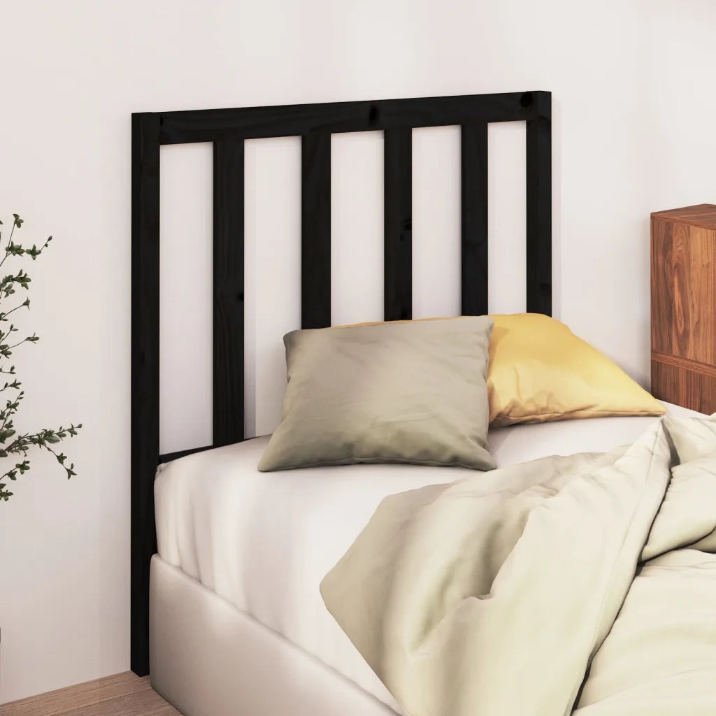 Testiera | Testata per Letto Nera 96x4x100 cm in Legno Massello di Pino