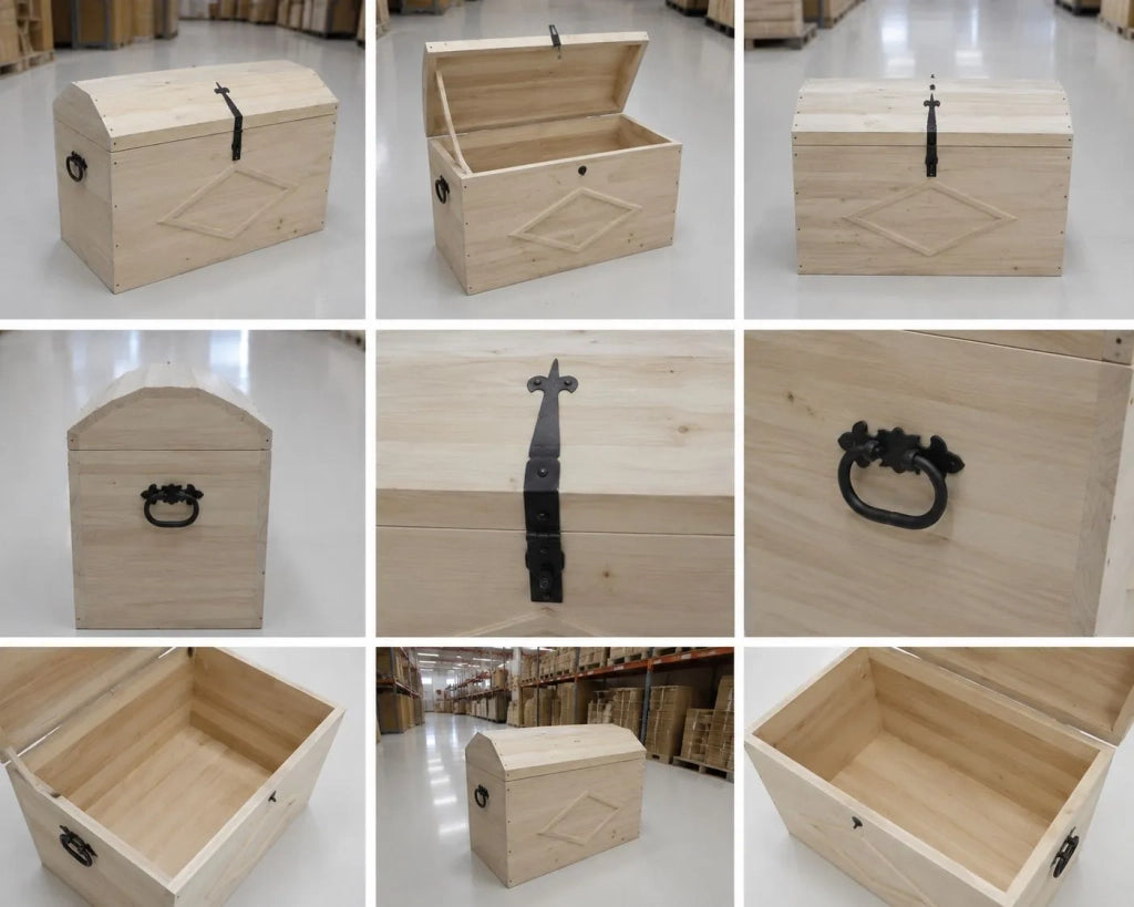 Cassapanca baule in legno grezza l.94 p.47 h.60 (815) - Mobili 2G