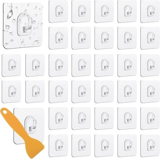 Set di 36 ganci magici impermeabili con raschietto per cucina e bagno - Maniglie autoadesive per asciugamani - Nessuna perforazione necessaria - Capacità di carico fino a 5 kg