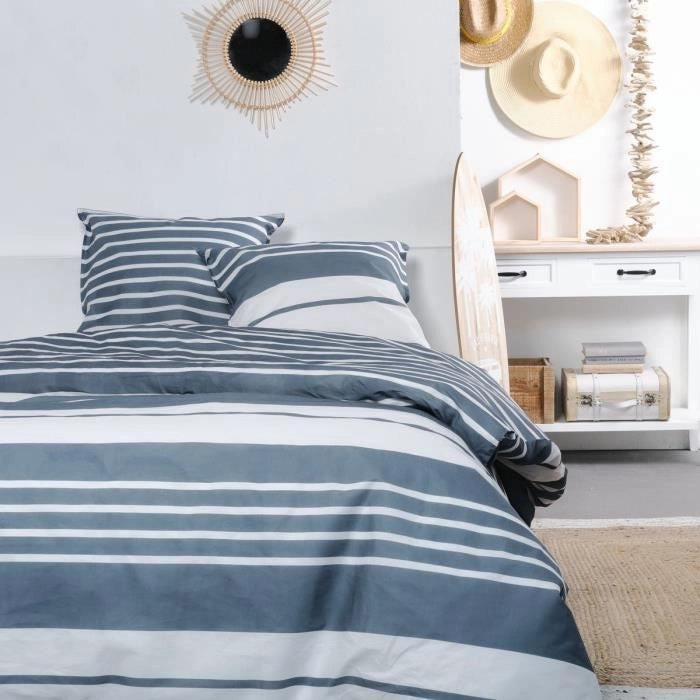 Copripiumino per 2 persone -TODAY - 240x200 cm - 100% Cotone - Blu e Bianco