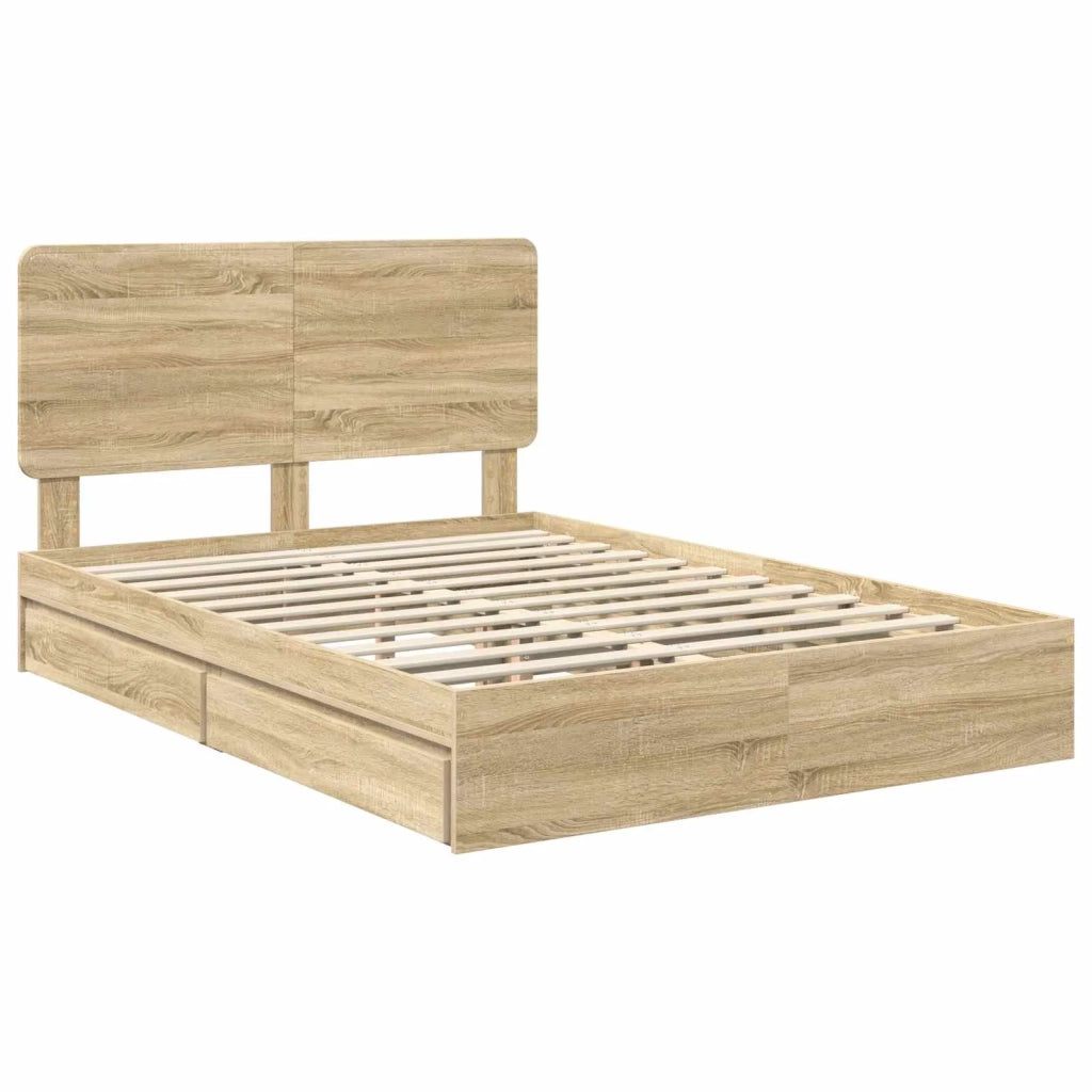 Letto con Contenitore con testiera Rovere Sonoma 160 x 200 cm