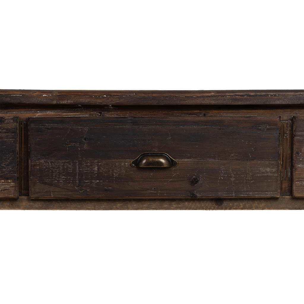 Mobile da ingresso in legno invecchiato con 3 cassetti e 1 ripiano 184,5x50x86,8