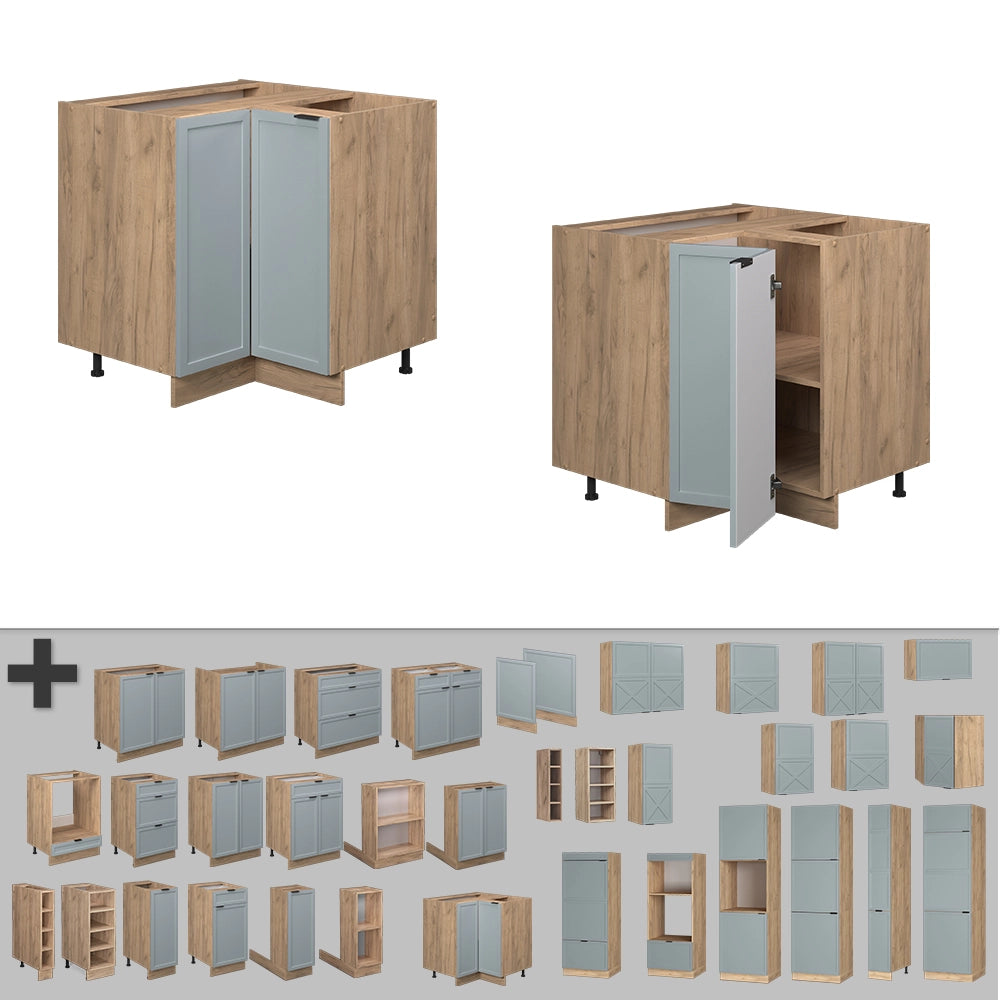 Mobile ad angolo cucina Fame-Line Blu-grigio chiaro/Rovere dorato 80.5 cm, PL Rovere Vicco