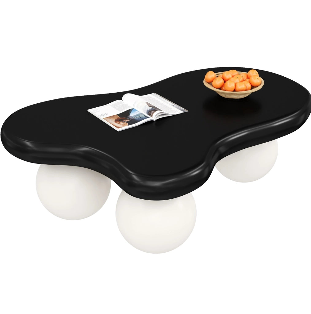 TAVOLINO DA CAFFÈ a forma di nuvola 95x62,5x32 cm MDF Nero/Bianco con LED