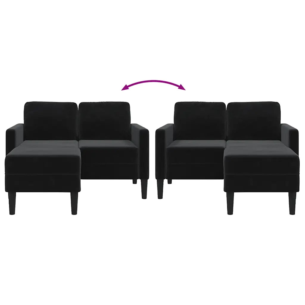 vidaXL Divano 2 Posti con Chaise longue a L Nero 125 cm Velluto