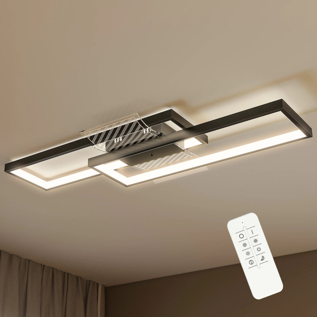 Plafoniera LED Rettangolare 43W ¨C Xylo ¨C 3000-6000K, 4600LM, Telecomando, 70x30cm, Nero