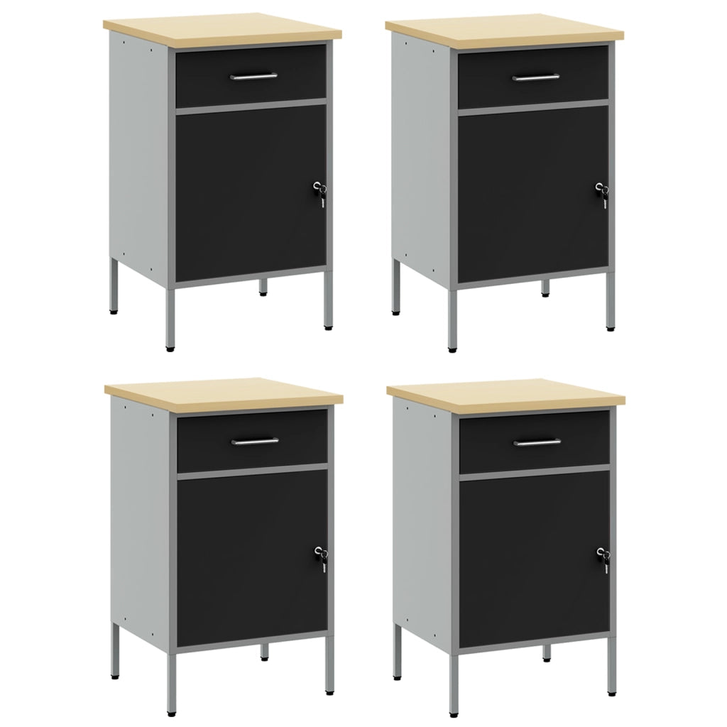 Armadio da lavoro  4 pcs Nero e Grigio in legno ingegnerizzato e acciaio