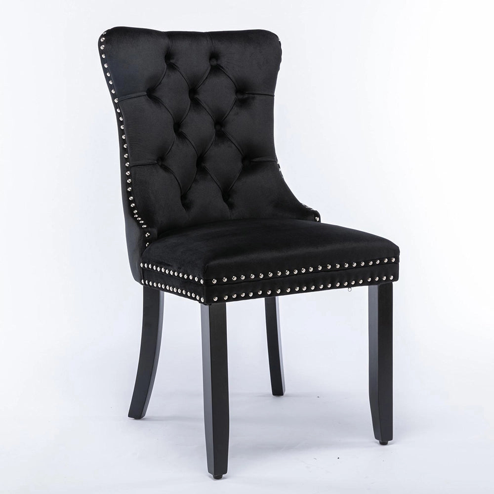 Set 2 sedie Nikki - Xylo - velluto nero gambe legno capitonné