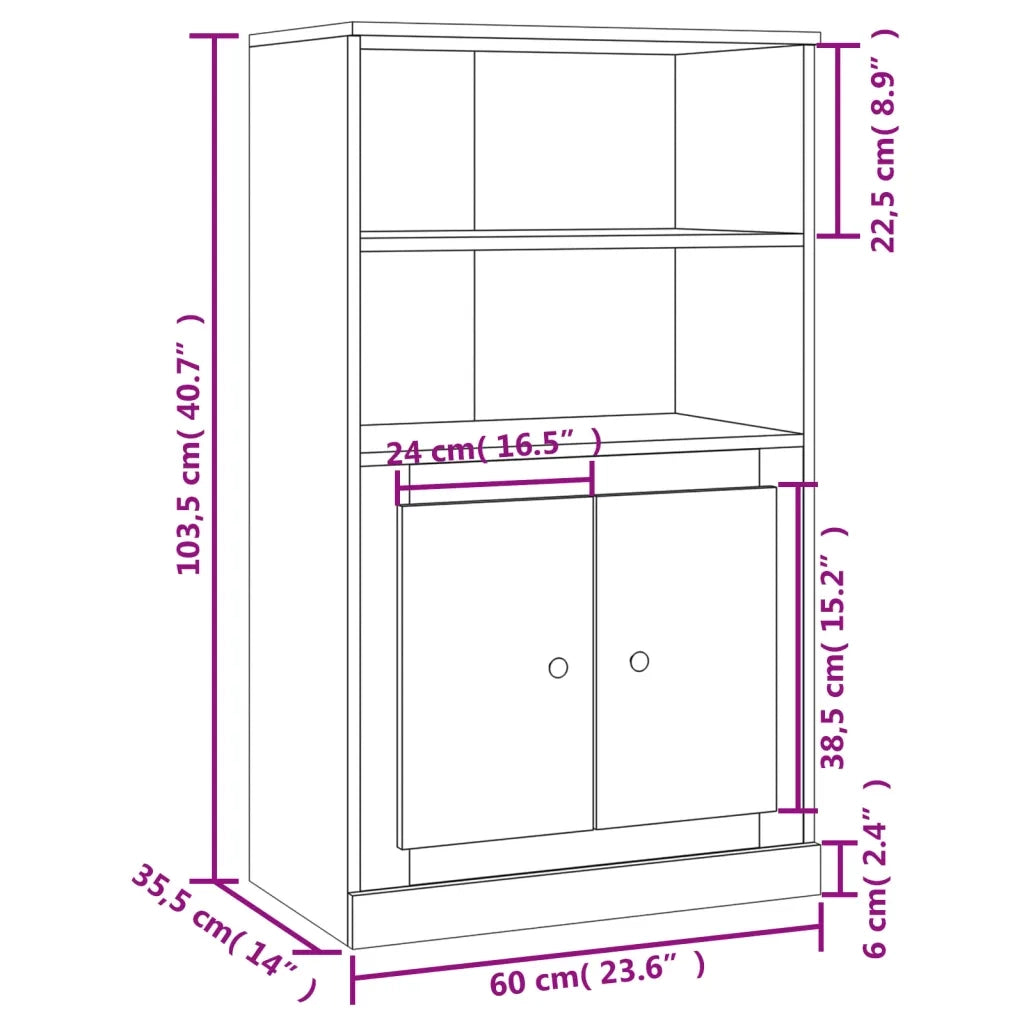 Credenza Rovere Fumo 60x35,5x103,5 cm in Legno Multistrato 816317