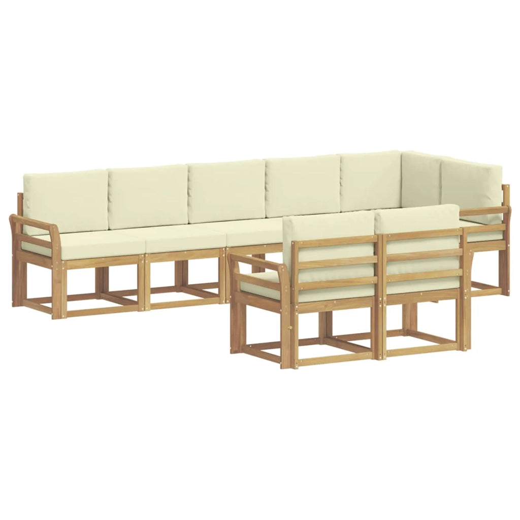Set di divani da esterno 8 pz Bianco e Crema Poliestere 3387804