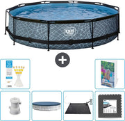 Pavimento Rond per Piscina - 360 x 76 cm - Incluso Kit di Impianto - Matrice Solare - Gres Porcellanato - 7 pezzi