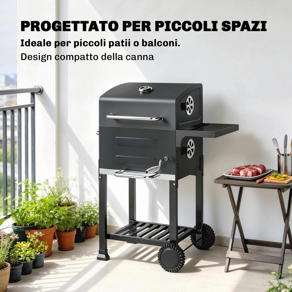 Barbecue a Carbone con Termometro per Giardino ¨C Zephmum ¨C Nero