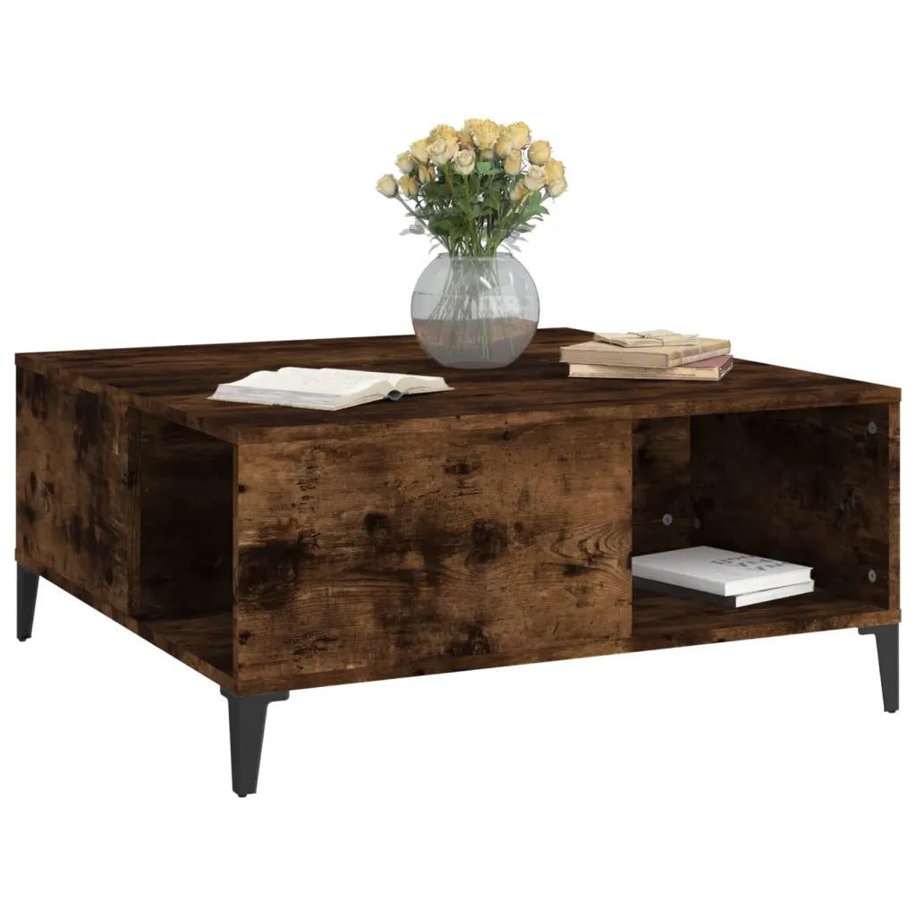 Tavolino da Salotto Rovere Fumo 80x80x36,5 cm Legno Multistrato 821105