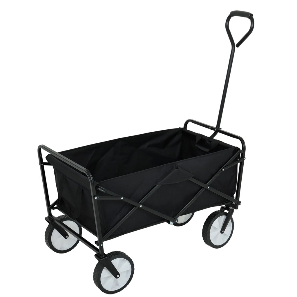 Carrello da Spiaggia Pieghevole TYRS con Ruote in Plastica, Portata Massima 120 kg, Colore Nero