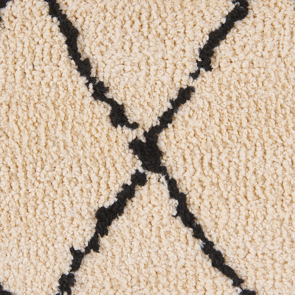 Tappeto tappetino Tappeto Tessuto Poliestere Beige e Nero Shaggy Motivo Geometrico Rettangolare 80 x 150 cm