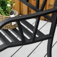 Panchina da Giardino in Metallo Nero Impermeabile, Panca da Esterno in Ferro 2 Posti, 128x56x86cm