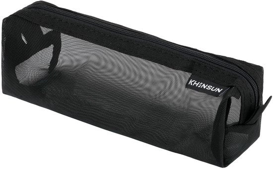Etui trasparente, 19 cm, contenitore in nylon per ragazze e adolescenti, piccolo contenitore, contenitore, contenitore per scuola, contenitore per ufficio - Nero