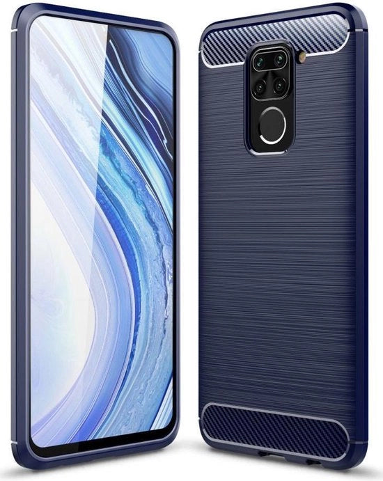 Copertura in TPU per Xiaomi Redmi Note 9 | Copertura protettiva | Retrocopertina | TPU flessibile | Stile carbonio | Leggero | Blu