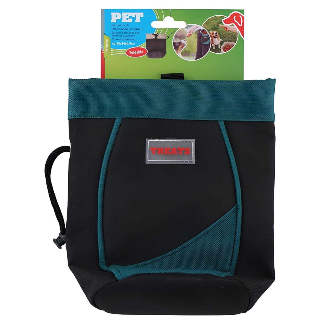 Porta snack per animali con cordino e clip di fissaggio Nero / Blu Inny