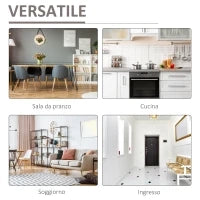 Mobiletto Salvaspazio Multiuso per Ingresso, Salotto o Bagno in Legno Bianco, con Luci LED Colorate, 107x35x97cm