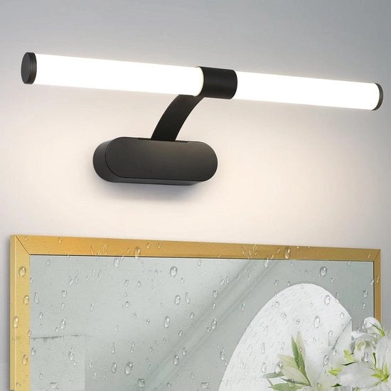 Lampada da Specchio a LED - Fonte di Parete Nera 40CM 6W Moderna IP44 Impermeabile Bianco Neutro 4000K per Soggiorno Cucina Armadio