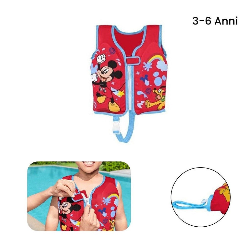 Trade Shop - Gilet Salvagente Trainer Mickey Con Cuscinetti In Schiuma Bambini 3-6 Anni 9101h -