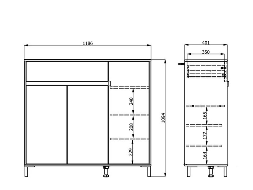 Mobile Portascarpe Orotelli, Scarpiera un Cassetto, 118.5x40x109.5h cm Marrone Rovere Nodi